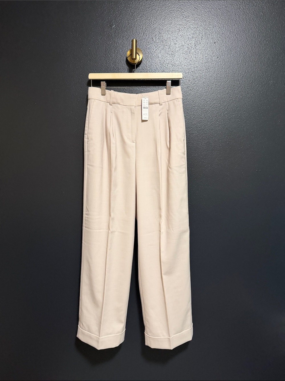 NWT-J. crew High Rise Essential Wide Leg Trousers Cream Beige Fully lined Size 4